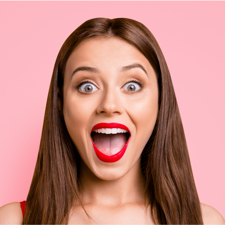 Excited young woman making new friends globally on Video Match